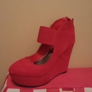 Red wedge maryjanes
